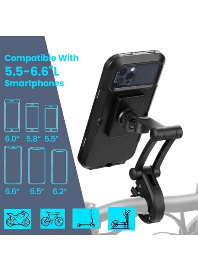Anti-Theft Waterproof Motorcycle Phone Mount – 1" Ball Handlebar Stem Holder with Double Socket Arms & 720° Rotation – Fits 5.5–6.8 Inch Phones - Image 4