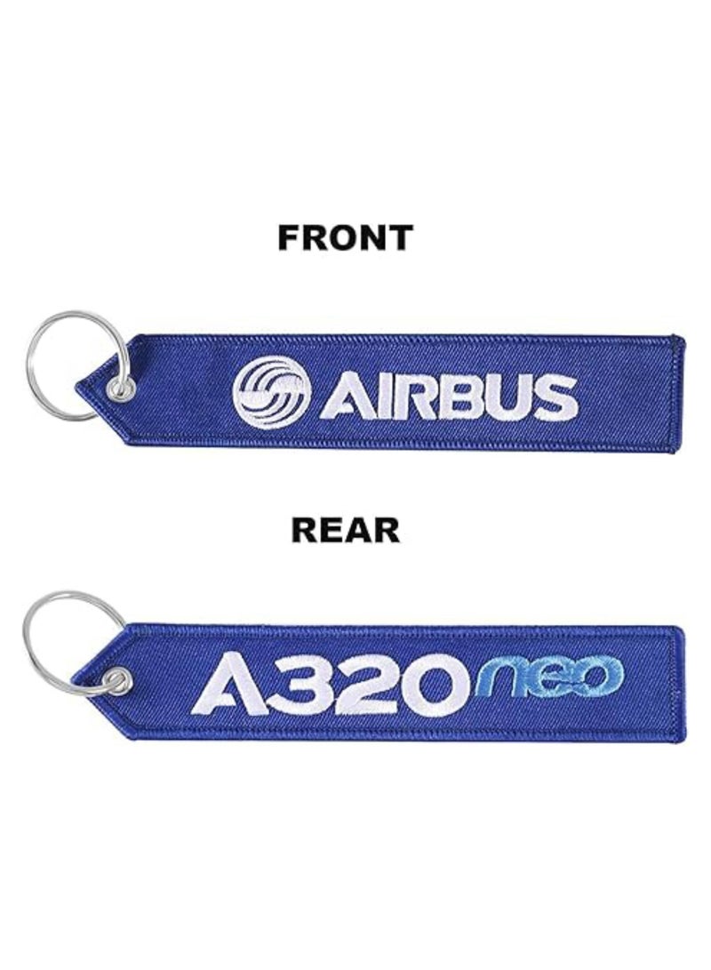 SOLDOUT Double Sided Embroidery Flight Crew Captain Pilot Keychain Keyring For Motorcycles, Cars, Bag, Key Fobs Fashion (Airbus A320 Neo) - Image 2