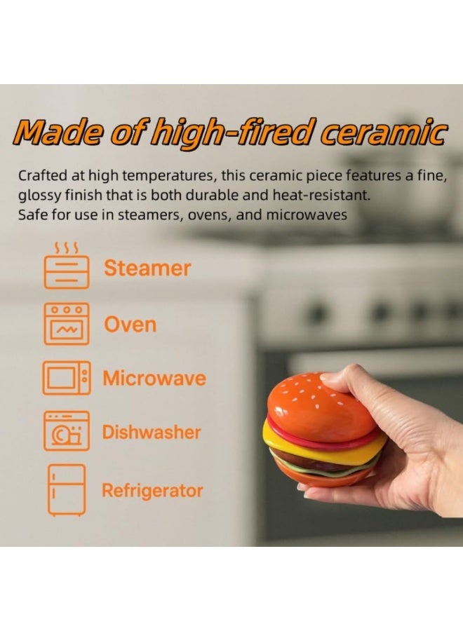 طقم اطباق برجر قابلة للتكديس من 6 قطع - ادوات مائدة متعددة الطبقات للشواء والحفلات والمقبلات (اطباق صغيرة للوجبات الخفيفة/الحلوى، صينية غمس السوشي) - Image 3