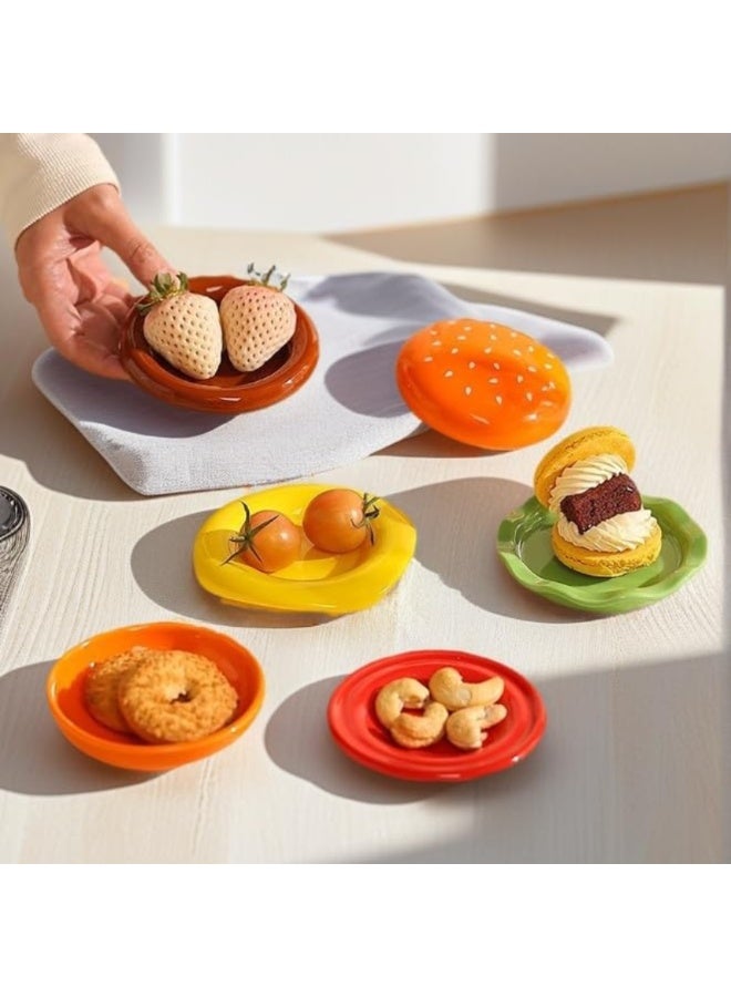 طقم اطباق برجر قابلة للتكديس من 6 قطع - ادوات مائدة متعددة الطبقات للشواء والحفلات والمقبلات (اطباق صغيرة للوجبات الخفيفة/الحلوى، صينية غمس السوشي) - Image 5