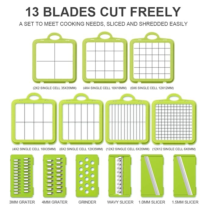 VIDORA VIDORA Vegetable Cutter 22in1 Mandoline Slicer with 13 Blades with Container for Egg Cheese Grater Veggie Dicer Onion Mincer Chopper  - Image 2
