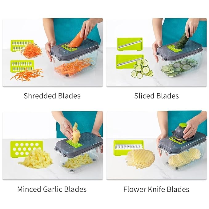 VIDORA VIDORA Vegetable Cutter 22in1 Mandoline Slicer with 13 Blades with Container for Egg Cheese Grater Veggie Dicer Onion Mincer Chopper  - Image 3