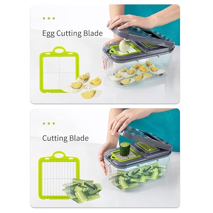 VIDORA VIDORA Vegetable Cutter 22in1 Mandoline Slicer with 13 Blades with Container for Egg Cheese Grater Veggie Dicer Onion Mincer Chopper  - Image 5