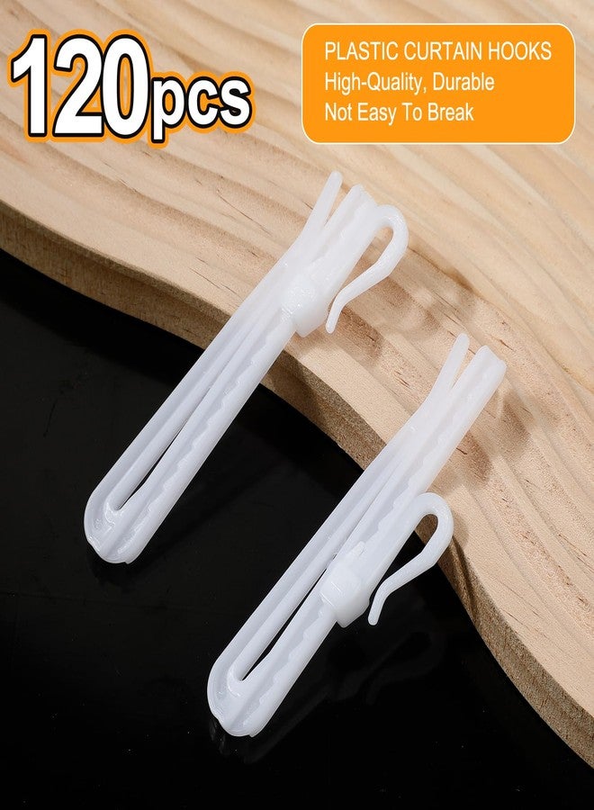 Pinsit 120 Pcs Adjustable Curtain Hooks, Plastic Curtain Hooks, Ratchet System Pinch Curtain Pleat Hooks for Window Curtain, Door Curtain and Shower Curtain - Image 5