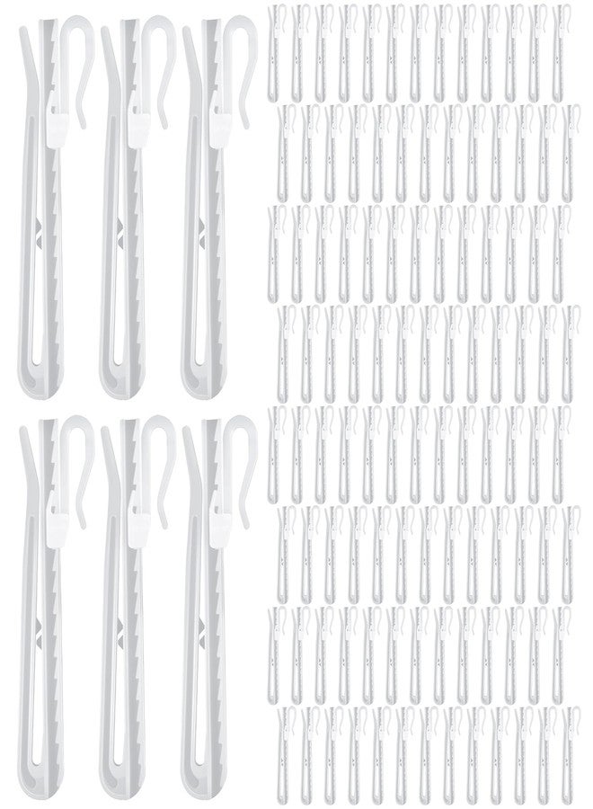 Pinsit 120 Pcs Adjustable Curtain Hooks, Plastic Curtain Hooks, Ratchet System Pinch Curtain Pleat Hooks for Window Curtain, Door Curtain and Shower Curtain - Image 1