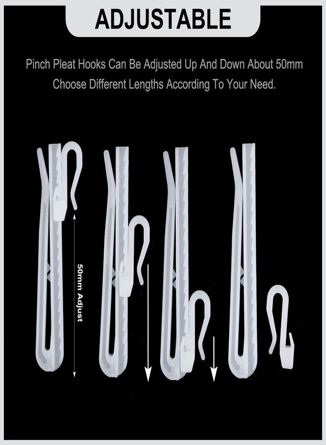Pinsit 120 Pcs Adjustable Curtain Hooks, Plastic Curtain Hooks, Ratchet System Pinch Curtain Pleat Hooks for Window Curtain, Door Curtain and Shower Curtain - Image 4