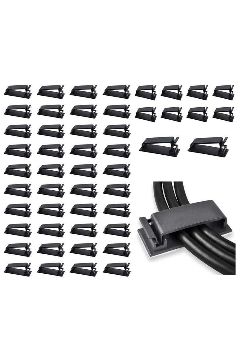 Excefore - 50-Pcs Self Adhesive Cable Management Clips, Cable Organisers Wire Clips Cord Holder - Image 1
