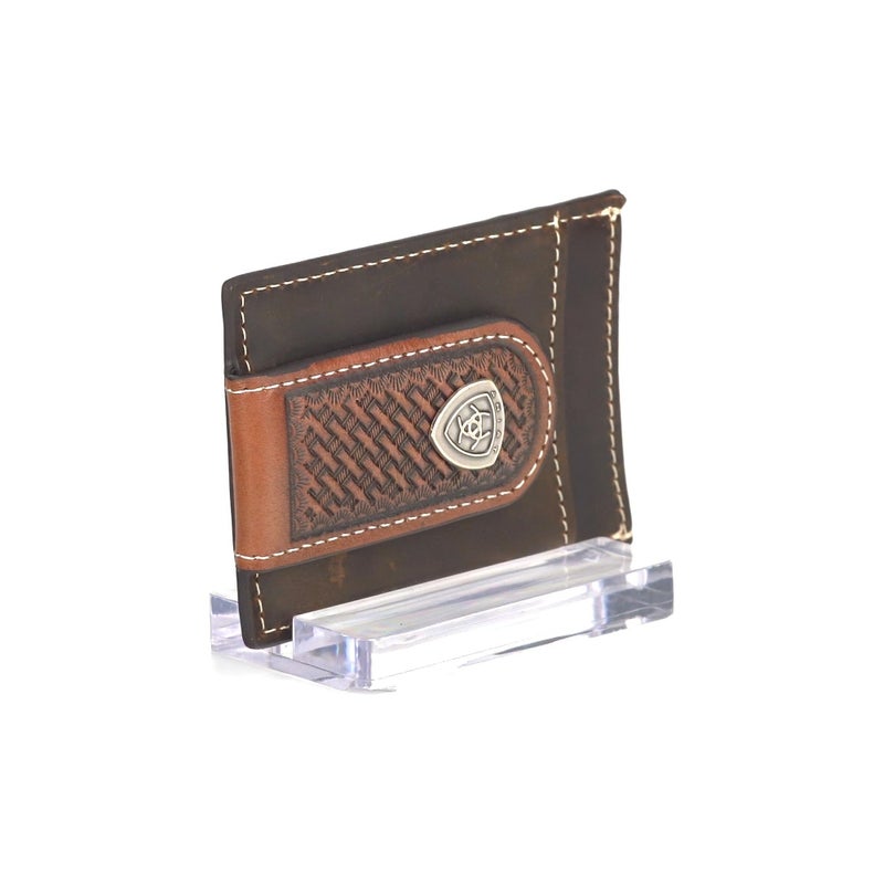 ARIAT Basket Weave Money Clip Brown - Image 2