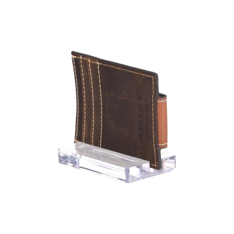 ARIAT Basket Weave Money Clip Brown - Image 4