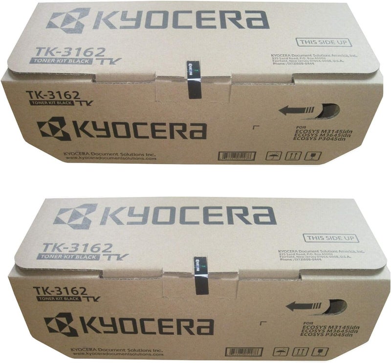 Kyocera 1T02T90US0 Model TK3162 Black Toner Kit Compatible with ECOSYS P3045dn Monochrome Laser Printer Up to 12500 Pages Yield Pack of 2