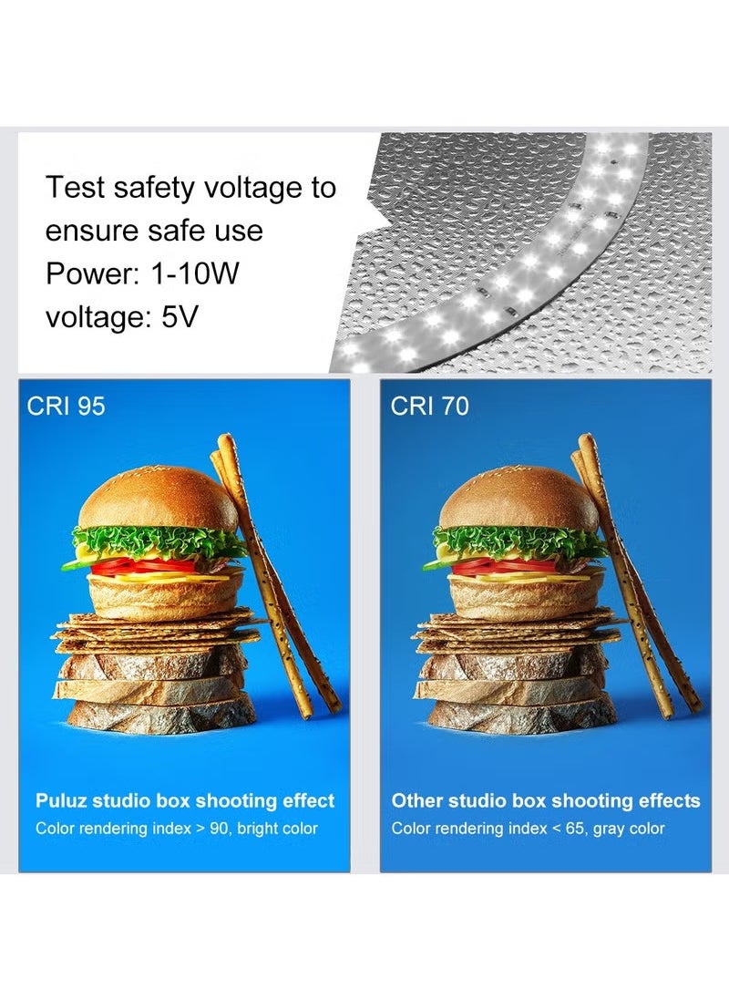 Generic 40cm/15.8 Inch Ring LED Panel Folding Portable Light Photo Lighting Studio Shooting Tent Box Kit with 6 Backdrops of double Colour  - Image 3