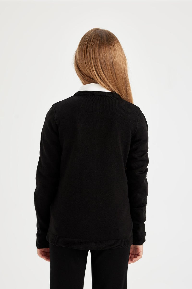 DeFacto Girl Buttoned School Black Cardigan - Image 3