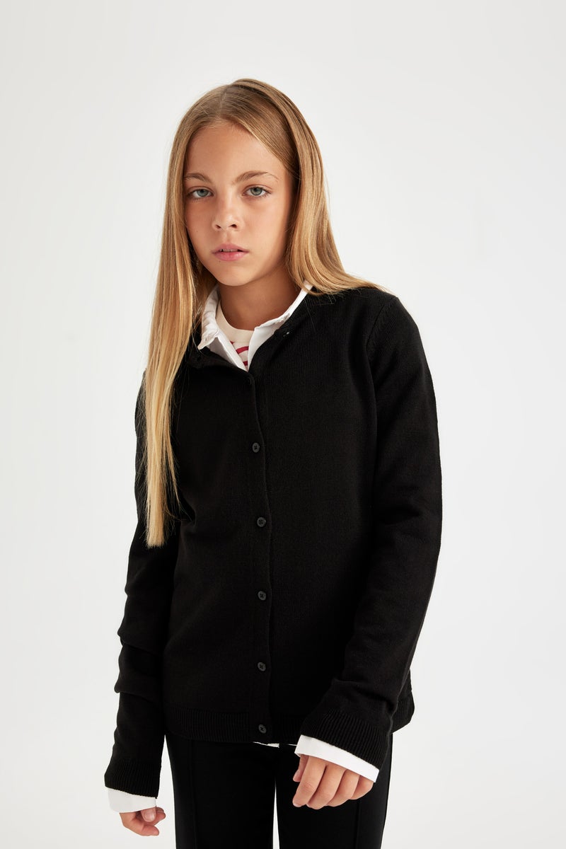 DeFacto Girl Buttoned School Black Cardigan - Image 5