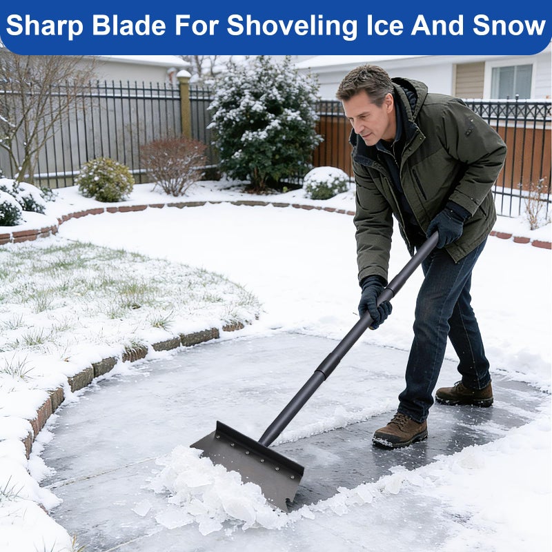 TwinkleTool Garden Shovel, Floor Scraper, Ice Scraper, 59 Inch Adjustable Heavy Duty Snow Scraper Long Handle, Garden Flat Shovel for Lawn Edging Weeding Digging Snow Removal and Ice Scraping - Image 3