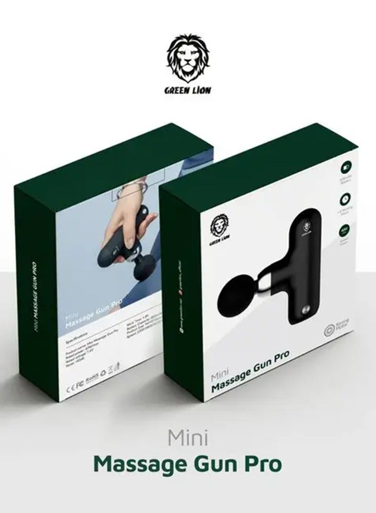 GREEN LION Deep Tissue Mini Massage Gun Handle Pro Rechargeable with 4 Speeds Massage / Quiet Portable Electric Handheld Body Massager for Back Neck Pain Relief- Black - Image 5