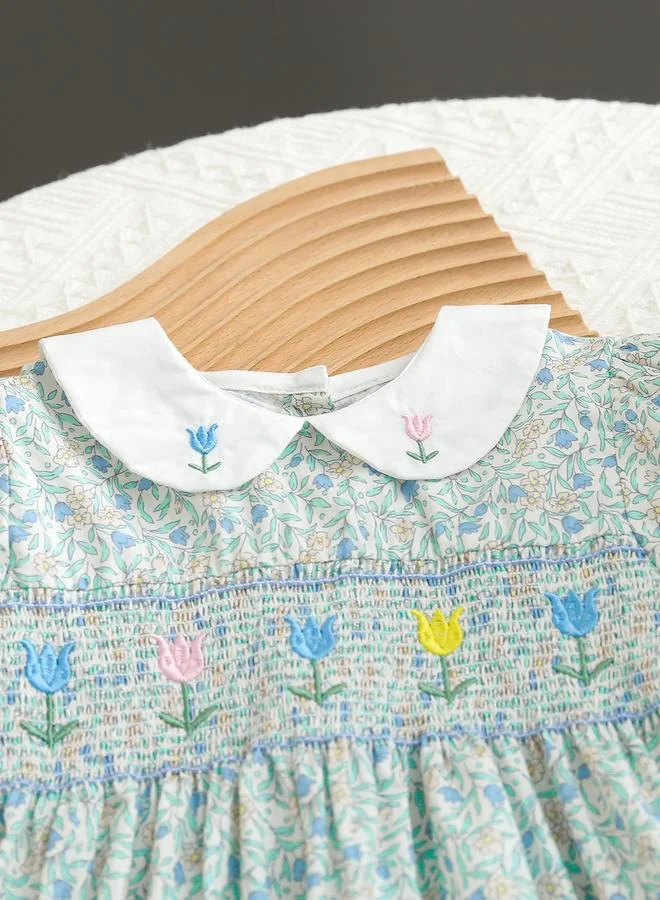 Take Two Girls Floral Print Smocked A-Line Dress