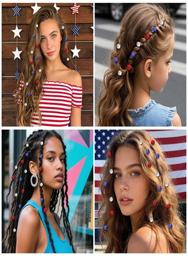 YISSION 30PCS 4th of July Mini Rhinestone Hair Clips, Red White Blue Patriotic Sparkly Hair Pins for Women & Girls, Non-Slip Barrettes for Festival & Daily Wear - Image 3