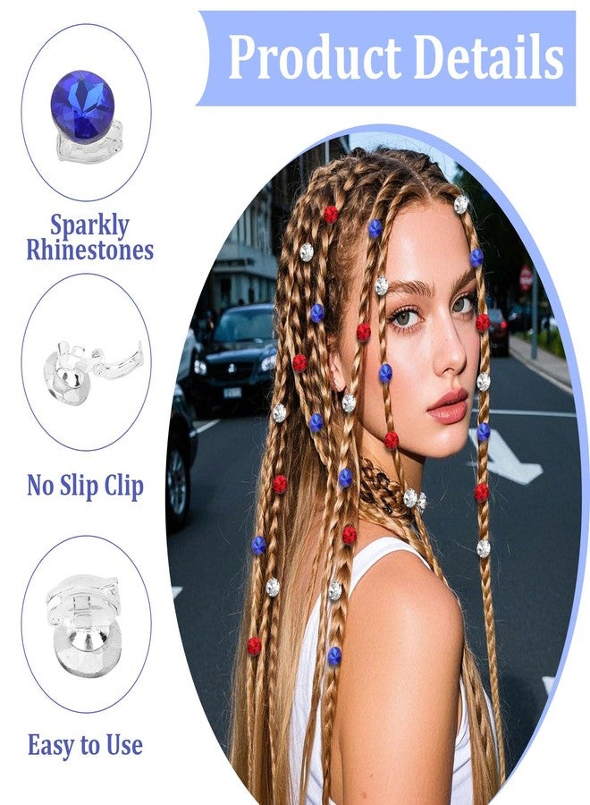 YISSION 30PCS 4th of July Mini Rhinestone Hair Clips, Red White Blue Patriotic Sparkly Hair Pins for Women & Girls, Non-Slip Barrettes for Festival & Daily Wear - Image 2