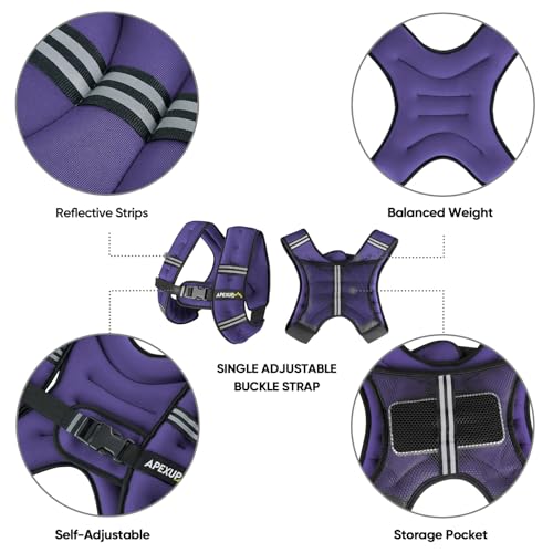 APEXUP 5lbs Weighted Vest Men Women, Weight Vest for Women Workout Equipment for Strength Training Running (Purple) - Image 4