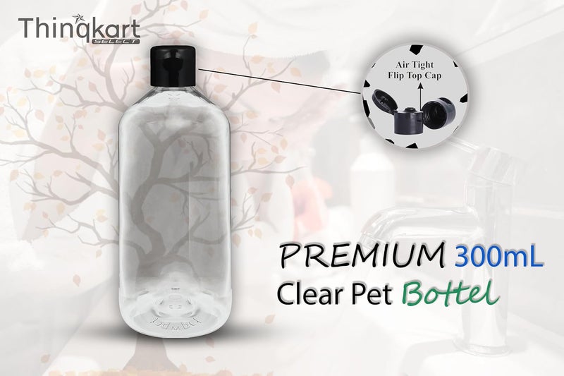 Thinqkart Select 300ml Empty Clear Plastic Bottles Refillable Travel Size Cosmetic Containers Squeeze Bottles With Black Flip Cap For Toiletries, Shampoos, Lotions, Creams Pack of (3) - Image 5