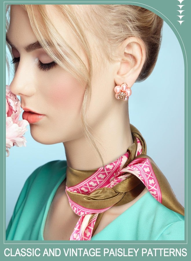 JaGely 12 Pcs 35" Satin Square Large Head Scarves Silk Like Neck Scarf Vintage Bandanas Satin Hair Scarf Neckerchief (Colorful Style) - Image 5