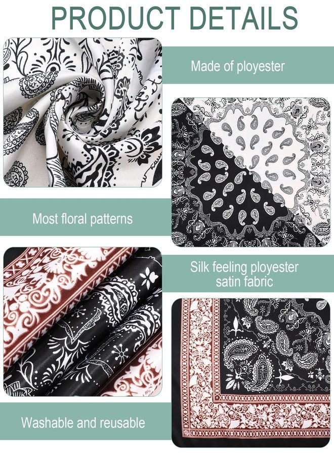 JaGely 12 Pcs 35" Satin Square Large Head Scarves Silk Like Neck Scarf Vintage Bandanas Satin Hair Scarf Neckerchief (Colorful Style) - Image 4