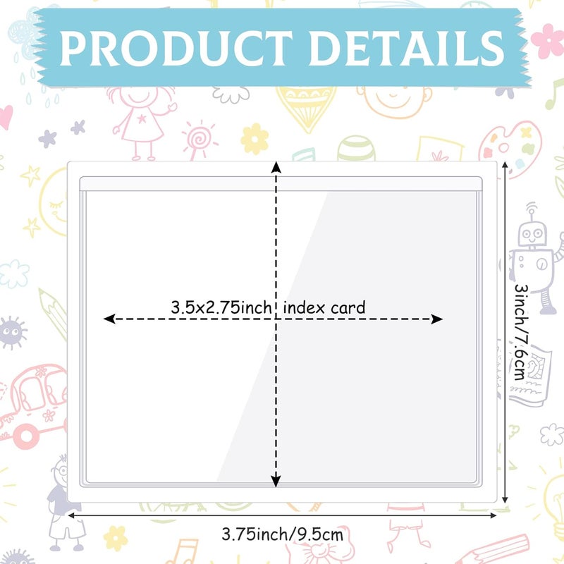 Glenmal Clear Adhesive Pockets Label Holder 35 x 275 Inch Plastic Photo Sleeves Square Label Pockets Holder for School Library Office Home Business Index Cards Storage Bin Cabinets Supplies50 Pcs - Image 3