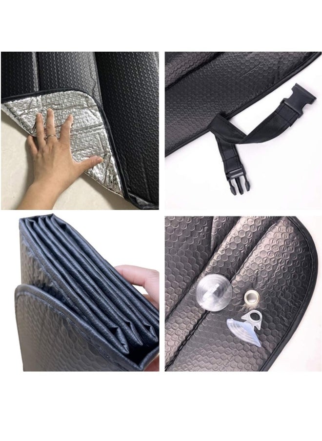 Generic Car Windshield Sunshade, Foldable Auto Reflective Front Window Visor Protector, Double Thicken UV Rays and Heat Blocker with Sucker, Vehicle Interior Accessories for Most Cars (Black)  - Image 2