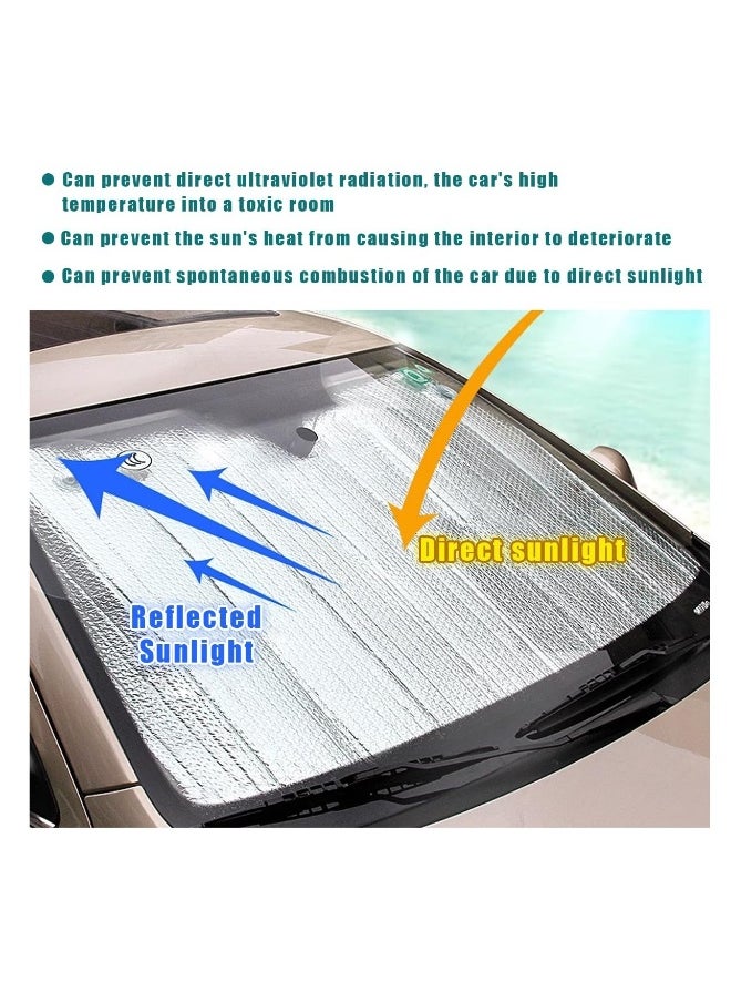 Generic Car Windshield Sunshade, Foldable Auto Reflective Front Window Visor Protector, Double Thicken UV Rays and Heat Blocker with Sucker, Vehicle Interior Accessories for Most Cars (Black)  - Image 3