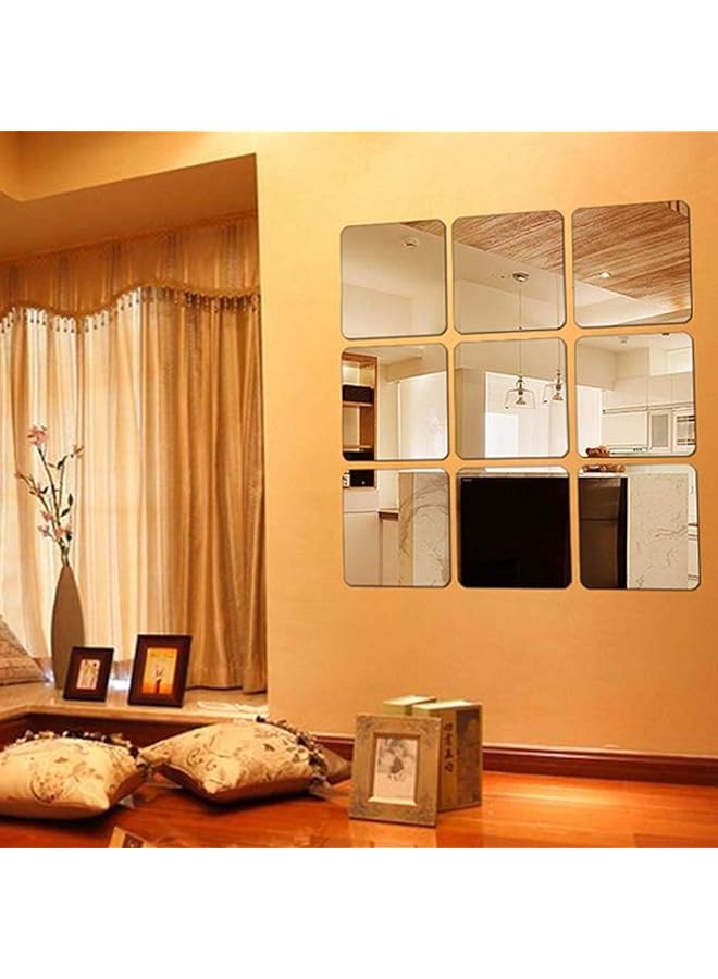 Zaboon Pieces Square Mirror Tile Wall Stickers Set Mosaic Wall Paper Bathroom Decoration - Image 1