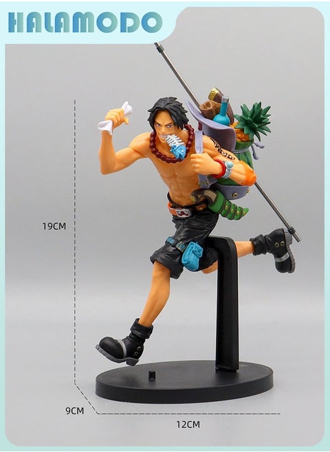 One Piece, Ace Running with Backpack on the Grand Line 19 cm Handmade Model Figure Decoration Toy