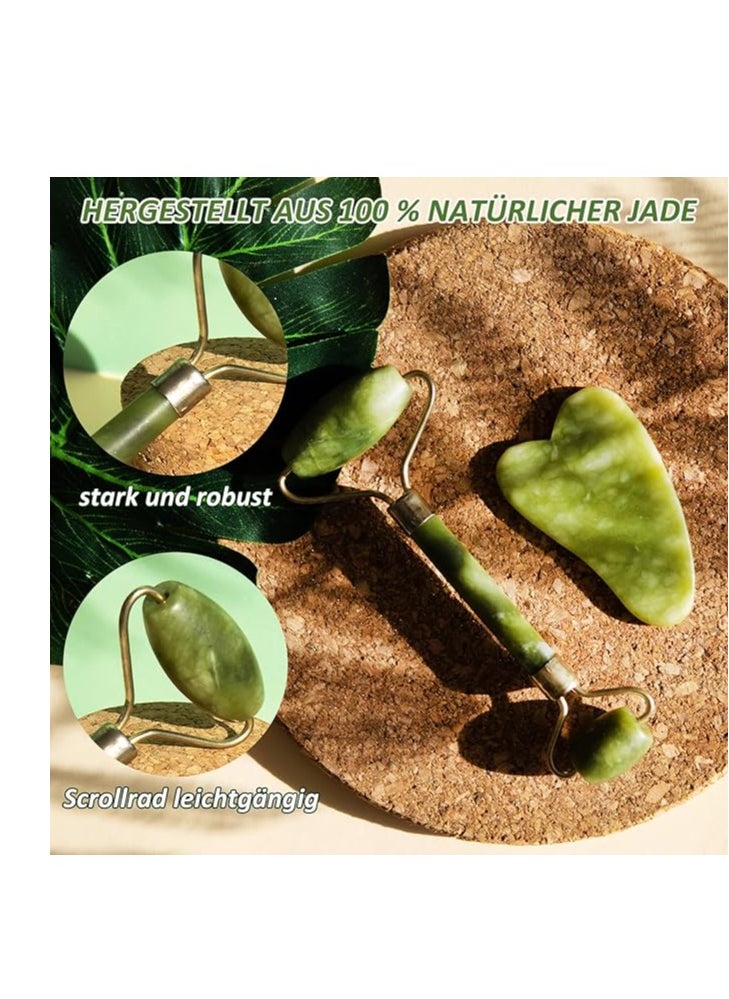 Generic Anti-Aging Jade Roller Massage and Gua Sha Facial Tools Set-Natural Jade Gua Sha Massage Tool for Face and Full Body  - Image 2