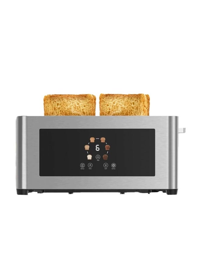PORODO LIFESTYLE 4-SLICE BREAD TOASTER WITH SMART MEMORY  Elegant Stainless Steel Toaster with Touch Panel and Customizable Browning Levels for Family Use - Image 1