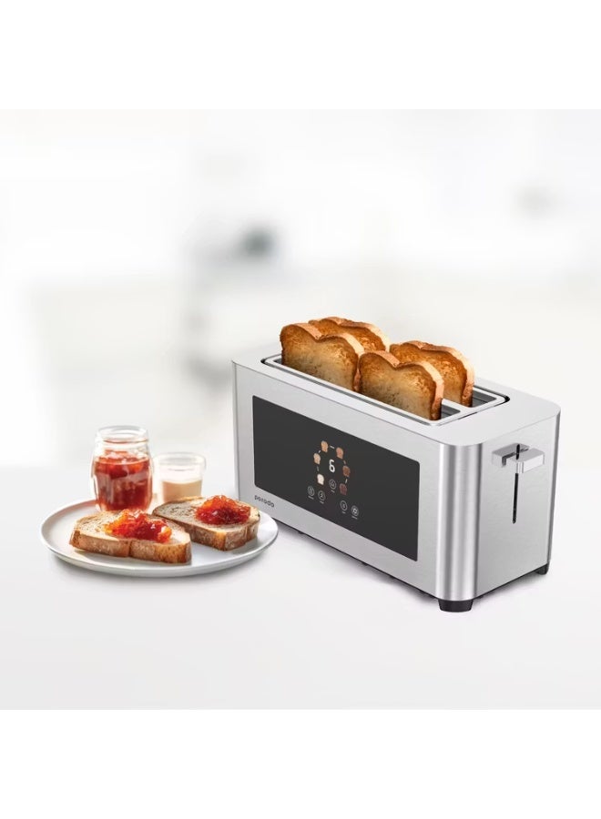 PORODO LIFESTYLE 4-SLICE BREAD TOASTER WITH SMART MEMORY  Elegant Stainless Steel Toaster with Touch Panel and Customizable Browning Levels for Family Use - Image 2