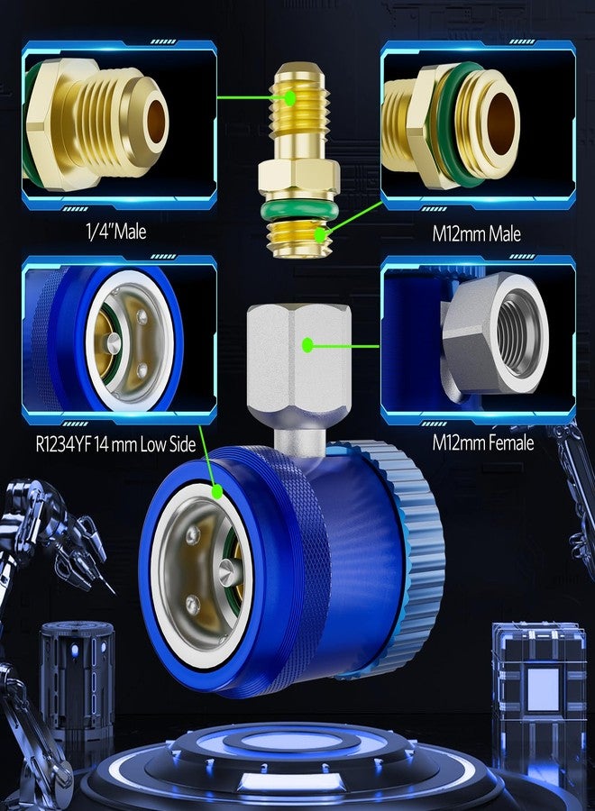 HTOMT R1234yf Quick Couplers Adapter, Adjustable High/Low Side R1234yf Manual Couplers Connector Adapters Replacement for Car AC System Evacuation Recharging Set of 2 - Image 3