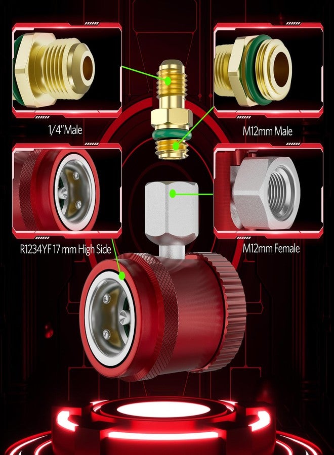 HTOMT R1234yf Quick Couplers Adapter, Adjustable High/Low Side R1234yf Manual Couplers Connector Adapters Replacement for Car AC System Evacuation Recharging Set of 2 - Image 2