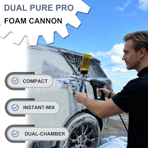 Raincovo Dual Pure Pro Foam Cannon for Pressure Washer, Dual-Bottle Mini Soap Cannon for Pre-Wash and Main Wash, No Dilution Foam Sprayer with 1/4 Inch Quick Connector, Additional 1.1mm Orifice Nozzle - Image 5