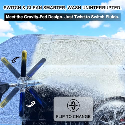 Raincovo Dual Pure Pro Foam Cannon for Pressure Washer, Dual-Bottle Mini Soap Cannon for Pre-Wash and Main Wash, No Dilution Foam Sprayer with 1/4 Inch Quick Connector, Additional 1.1mm Orifice Nozzle - Image 3
