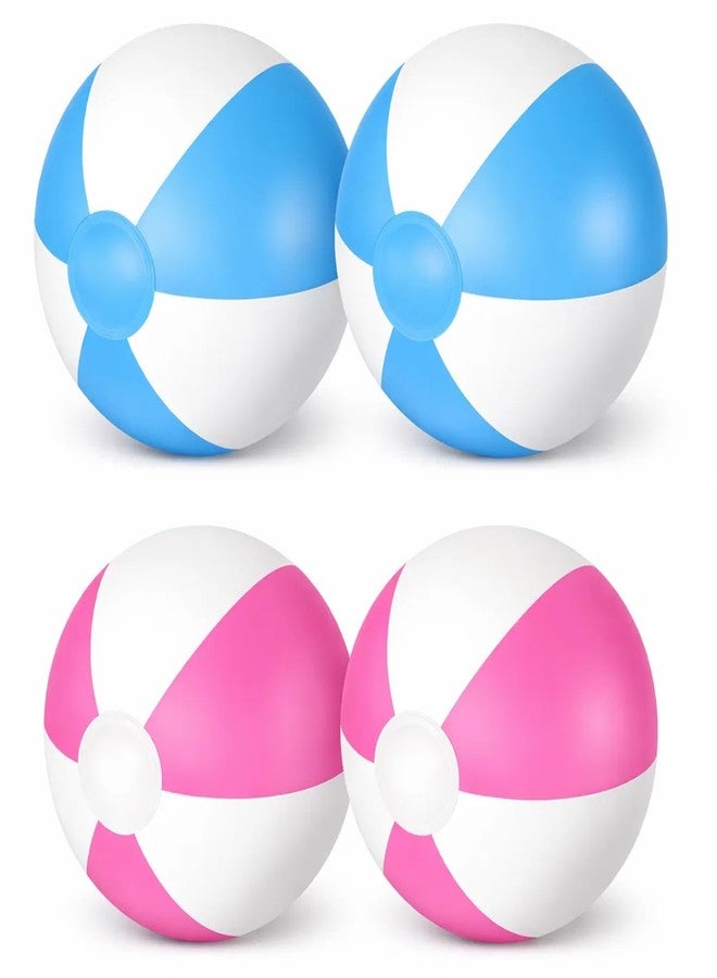 MIRJXB Pink Beach Balls, Inflatable Beach Ball Set for Pool and Summer Beach Decorations, Four Pack with Pink and Blue Color Combination - Image 1