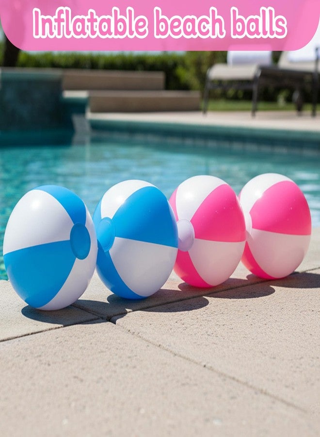 MIRJXB Pink Beach Balls, Inflatable Beach Ball Set for Pool and Summer Beach Decorations, Four Pack with Pink and Blue Color Combination - Image 3