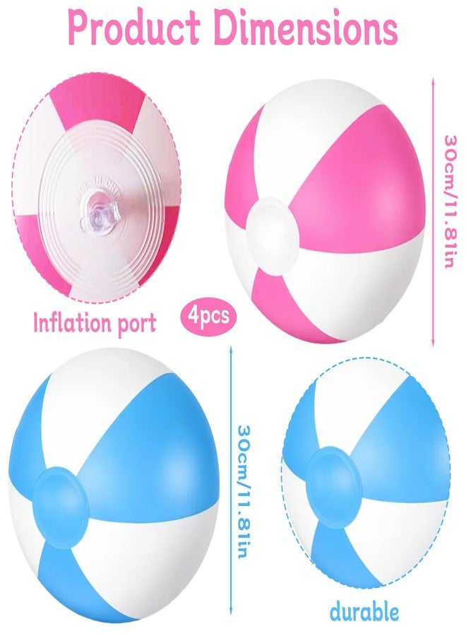 MIRJXB Pink Beach Balls, Inflatable Beach Ball Set for Pool and Summer Beach Decorations, Four Pack with Pink and Blue Color Combination - Image 2