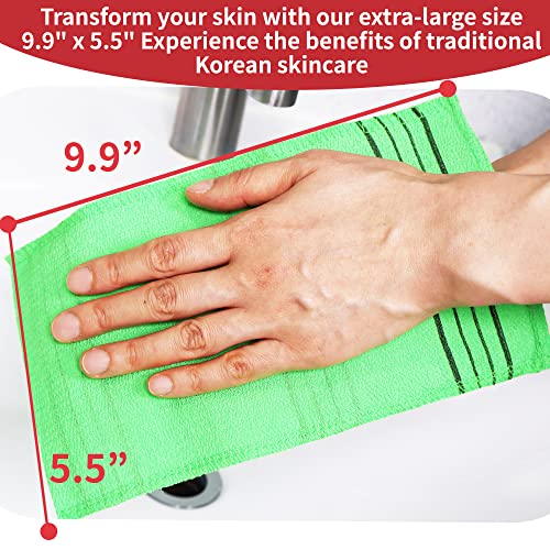 etreetowel Extra Large Size 9.9" x 5.5" (6 PCs) Korean Asian Exfoliating Bath Washcloths Mitt Scrub for Body washcloth Glove Viscose Rayon Towel for Soft Skin Korea Made - Image 2