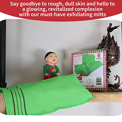 etreetowel Extra Large Size 9.9" x 5.5" (6 PCs) Korean Asian Exfoliating Bath Washcloths Mitt Scrub for Body washcloth Glove Viscose Rayon Towel for Soft Skin Korea Made - Image 4