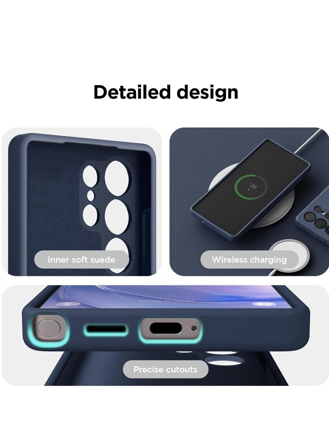 جراب سامسونج جالاكسي S25 ألترا، جراب رفيع من السيليكون السائل، مقاوم للصدمات والسقوط، مقاوم للاصفرار والخدش، لهاتف سامسونج S25 ألترا، أزرق. - Image 4