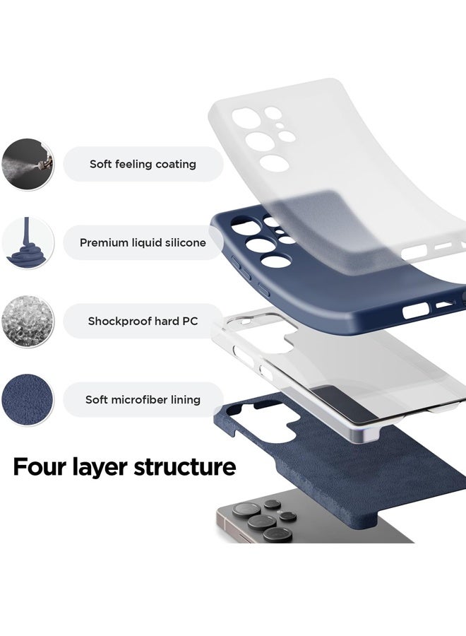 جراب سامسونج جالاكسي S25 ألترا، جراب رفيع من السيليكون السائل، مقاوم للصدمات والسقوط، مقاوم للاصفرار والخدش، لهاتف سامسونج S25 ألترا، أزرق. - Image 3