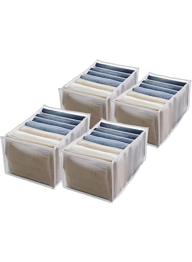 Green Tiger Washable Wardrobe Clothes Organizer (N4 Pieces-White) - Image 1