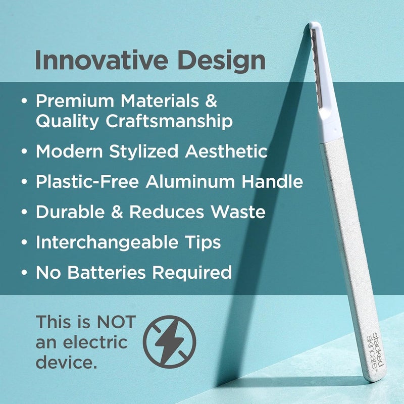 StackedSkincare Professional Dermaplaning Tool for Women – Metal Handle, Replaceable Blade, Smooth Skin & Peach Fuzz Removal, At-Home Exfoliation Razor - Image 2