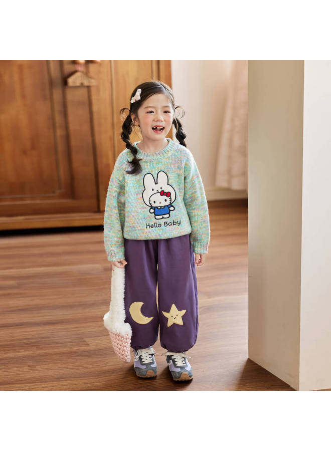 Luson Little O Baby Okids Girls Fleece-lined Pants Winter New Girls Jogger Lantern Pants For Kindergarten - Image 2