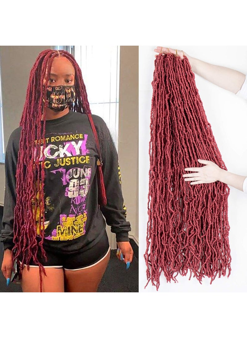 FALEMEI - 36 Inch Burgundy Soft Faux Locs Crochet Braids Hair Extensions - Image 1