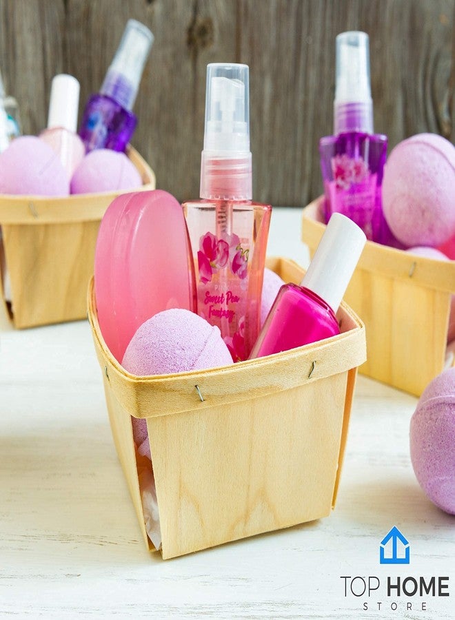 Top Home Store سلال خشبية لتجميع التوت من توب هوم ستور، سعة نصف لتر (عبوة من 10 سلال) - لقطف الفاكهة، والأعمال الفنية والحرفية، والديكور؛ صناديق خشبية مربعة الشكل بفتحات تهوية، مقاس 4 بوصات. - Image 3